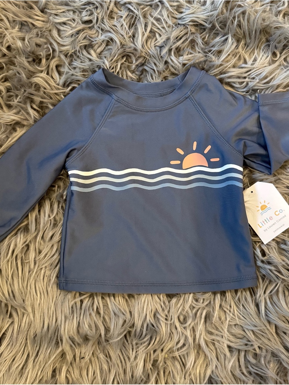 Little Co. Navy Long-Sleeve Kids' Rashguard with Sunrise Print